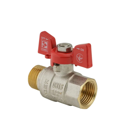Кран кульовий KOER 1/2" ГШБ KR.218 нікельований для води, латунний, клас А (KR0034)