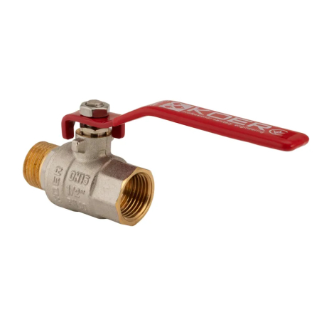 Кран кульовий KOER 1/2" ГШР (KR.215) нікельований для води, клас А, латунь (KR0037)