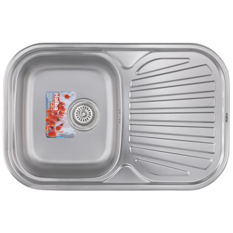 Кухонная мойка HAIBA 74x48 (satin) из нержавеющей стали, врезная, с крылом (HB0561)