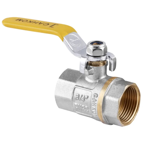 Кран кульовий САНКОМ 3/4" ГГР ГАЗ арт. 602, латунь, нікель, різьбове з'єднання (WP0087)