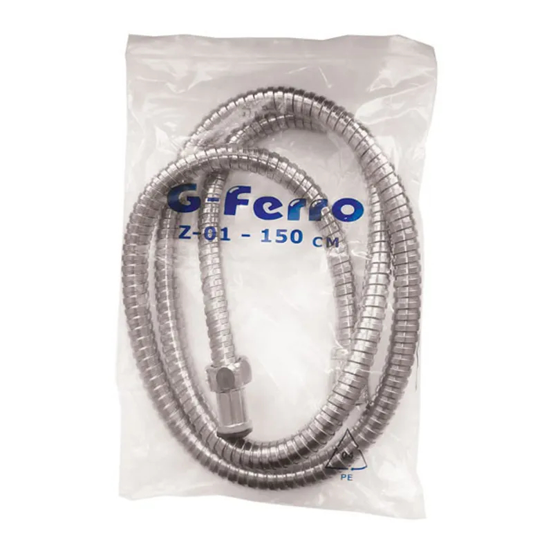 Шланг G-FERRO Chr.Z-01 (150 см) для душа, хромированное покрытие, PVC (HO0006) Шланг G-FERRO Chr.Z-01 (150 см) для душа, хромированное покрытие, PVC (HO0006)