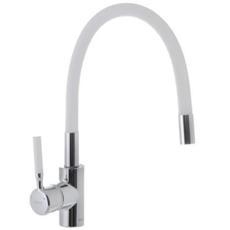Смеситель для кухни MIXXUS PREMIUM RIO 011 с гибким силиконовым изливом, белый (MI5814)