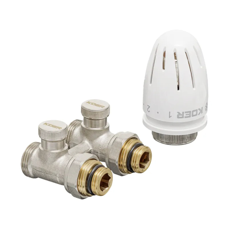 Комплект нижнього підключення радіатора KOER SET-22 1/2"x3/4" з термоголовкою НН, латунь, до 100°C (KR3174) Комплект нижнього підключення радіатора KOER SET-22 1/2"x3/4" з термоголовкою НН, латунь, до 100°C (KR3174)