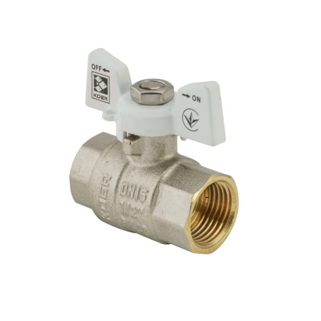 Кран кульовий KOER 1/2" ГГБ (KR.217.W) для води, нікельований, білий (KR0177)