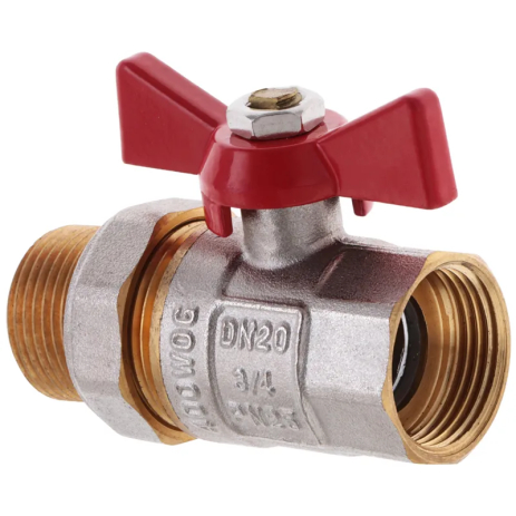 Кран с американкой 3/4" прямой WATERPRO красный, латунь, для воды, WP0152 (WP0152) Кран с американкой 3/4" прямой WATERPRO красный, латунь, для воды, WP0152 (WP0152)