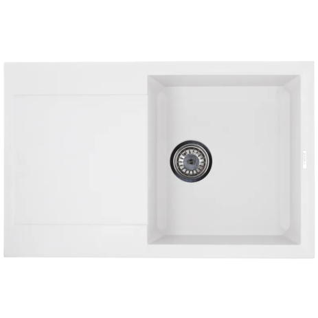 Кухонна мийка ZERIX ZS-7950S-01 біла, гранітна, 79 см, з крилом для посуду (ZX4579) Кухонна мийка ZERIX ZS-7950S-01 біла, гранітна, 79 см, з крилом для посуду (ZX4579)