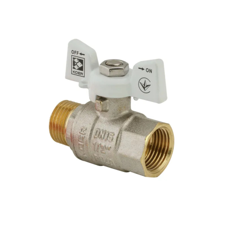Кран шаровой KOER 1/2" ГШБ (KR.218.W) белый, никелированный, для воды (KR0182)