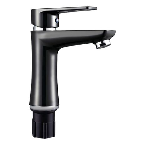Смеситель для умывальника PLAMIX Oscar-001 Black с гибкой подводкой, 160 мм (PM0613)