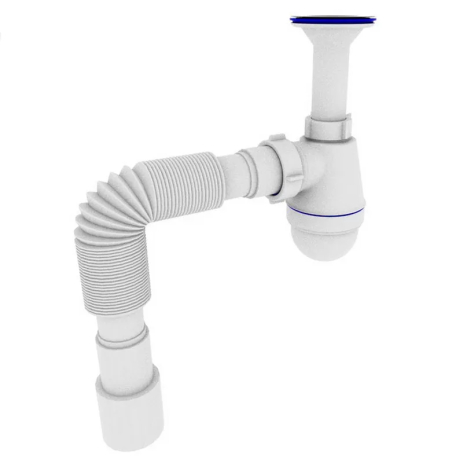 Сифон для умивальника ZERIX SU-01 1 1/4"x40, литий випуск, пластик, білий (ZX4947)