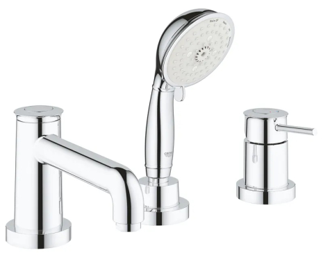 Смеситель на борт ванны Grohe BauClassic 3 отверстия, хром, с выдвижной лейкой (2511800A)