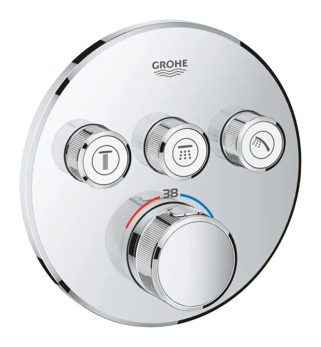 Термостат прихованого монтажу Grohe Grohtherm SmartControl 29121000, хром, на 3 споживача (29121000)
