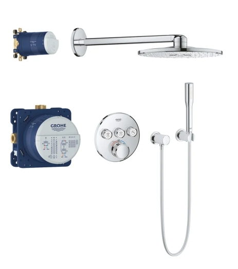 Душевая система скрытого монтажа с термостатом GROHE Grohtherm SmartControl, верхний душ (34705000)