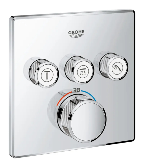 Термостат прихованого монтажу GROHE Grohtherm SmartControl на 3 виходи, хром, з економією води (29126000)