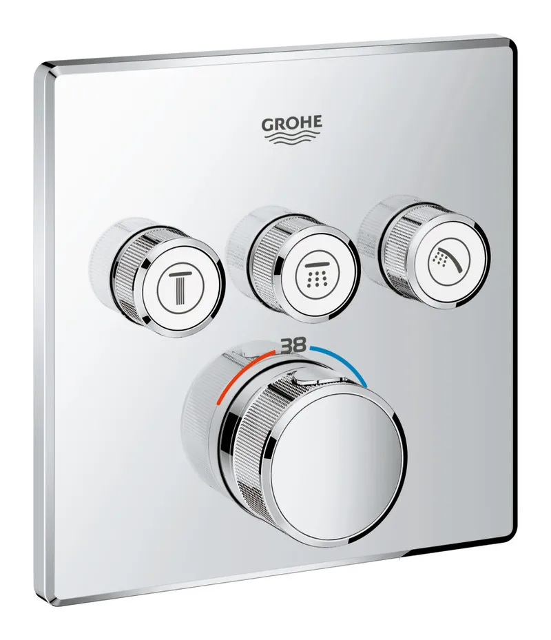 Термостат прихованого монтажу GROHE Grohtherm SmartControl на 3 виходи, хром, з економією води (29126000) Термостат прихованого монтажу GROHE Grohtherm SmartControl на 3 виходи, хром, з економією води (29126000)