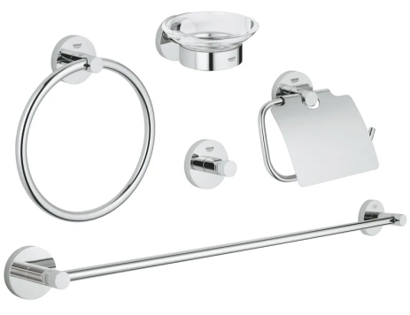 Набір аксесуарів для ванної 5 в 1 Grohe Essentials New, хромований метал (40344001) Набір аксесуарів для ванної 5 в 1 Grohe Essentials New, хромований метал (40344001)