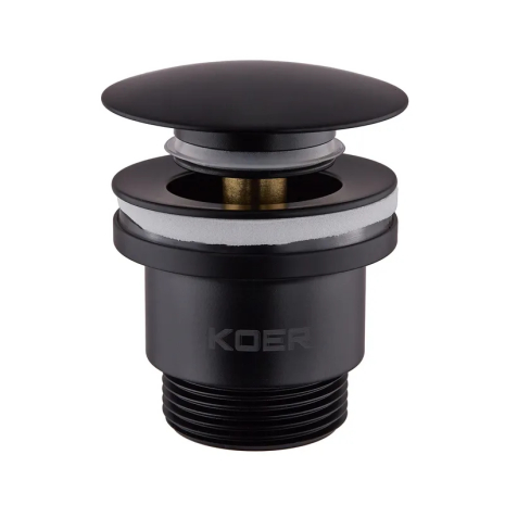 Донний клапан для умивальника KOER PW-01-05 1 1/4'' чорний з кнопкою (KR3403)