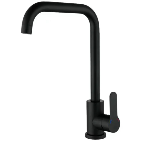 Смеситель для кухни ZERIX DAX-011-G BLACK, нержавеющая сталь, высокий гусак (ZX4818)