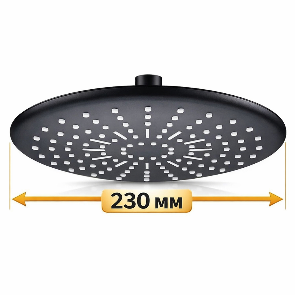 Стельова лійка для душу MIXXUS SH-15-OH Black 230мм - чорна лійка для душових кабін (LE2783) Стельова лійка для душу MIXXUS SH-15-OH Black 230мм - чорна лійка для душових кабін (LE2783)