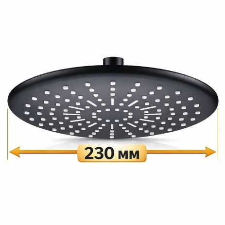 Стельова лійка для душу MIXXUS SH-15-OH Black 230мм - чорна лійка для душових кабін (LE2783) Стельова лійка для душу MIXXUS SH-15-OH Black 230мм - чорна лійка для душових кабін (LE2783)