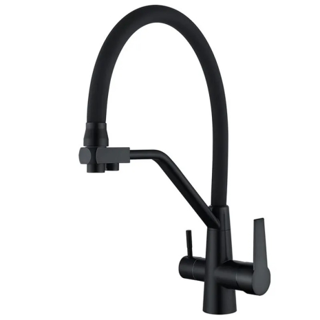 Смеситель для кухни Mixxus FUL-021 Black с гибким изливом и выходом для питьевой воды (MI6021)