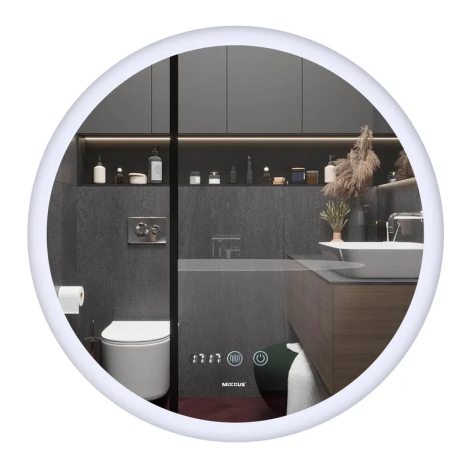 Зеркало круглое LED MIXXUS Plain MC10-60 (60 см) с часами и антизапотеванием (MI6013)