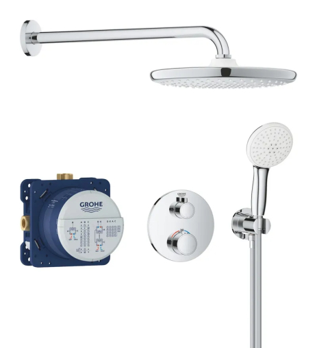 Душевая система скрытого монтажа GROHE Grohtherm с термостатом и хромированным покрытием (34872000)