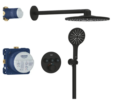Душевая система Grohe Grohtherm SmartControl с Rainshower 310, черный матовый, встроенный монтаж (34863KF0)