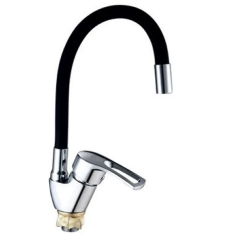 Смеситель для кухни Mixxus YUB4-181 Reflector Black с гибким изливом и хромированным покрытием (MI6481)