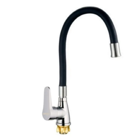 Смеситель для кухни Mixxus SOP4-146 Reflector Black с гибким изливом и хромовым покрытием (MI6490)