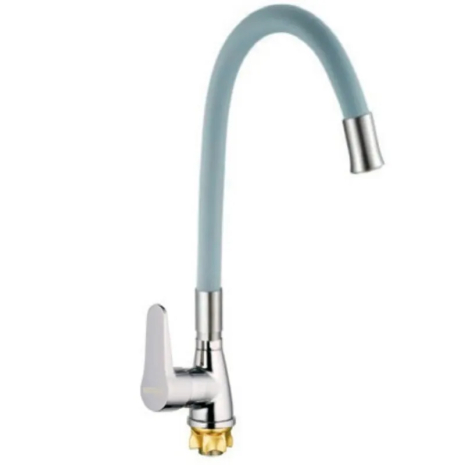 Смеситель для кухни Mixxus SOP4-146 с гибким изливом, хром, серый силиконовый излив (MI6492)