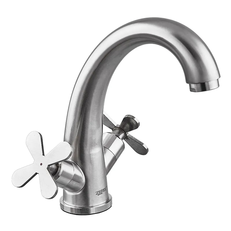 Змішувач для умивальника ZERIX GTA-001-C з нержавіючої сталі SUS304, двохвентильний (ZX5613) Змішувач для умивальника ZERIX GTA-001-C з нержавіючої сталі SUS304, двохвентильний (ZX5613)