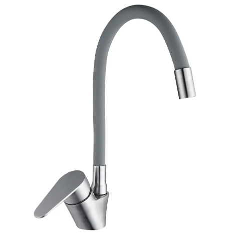 Смеситель для кухни MIXXUS NEO-011 REFL.GRAY с гибким изливом SUS304, серый (MI6557)