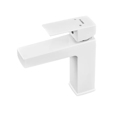 Змішувач для умивальника Plamix Kubus-001 SET White з гнучким підводом 90°C (PM0671) Змішувач для умивальника Plamix Kubus-001 SET White з гнучким підводом 90°C (PM0671)