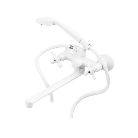 Змішувач для ванни Plamix Pablo-140 Euro Set White з шлангом та лійкою 150 см (PM0670) Змішувач для ванни Plamix Pablo-140 Euro Set White з шлангом та лійкою 150 см (PM0670)
