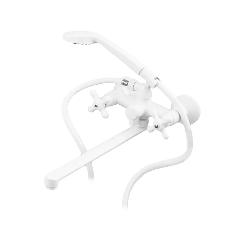 Змішувач для ванни Plamix Pablo-140 Euro Set White з шлангом та лійкою 150 см (PM0670) Змішувач для ванни Plamix Pablo-140 Euro Set White з шлангом та лійкою 150 см (PM0670)