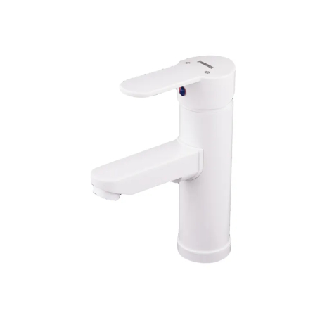Змішувач для умивальника Plamix Raul-001-A White, класичний, однорукий, 90°C (PM0651) Змішувач для умивальника Plamix Raul-001-A White, класичний, однорукий, 90°C (PM0651)