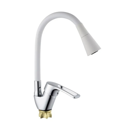 Смеситель для кухни Champion YUB 011-181 с гибким силиконовым изливом, хромированный (MI6423)