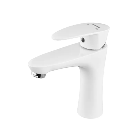 Змішувач для умивальника Plamix Cezar-001 SET White з гнучким підводом, 90°C, 10 бар (PM0661) Змішувач для умивальника Plamix Cezar-001 SET White з гнучким підводом, 90°C, 10 бар (PM0661)