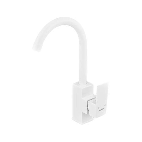 Змішувач для кухні Plamix Kubus-011 White, високий, з гнучким підводом. (PM0674)
