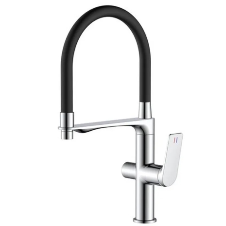 Смеситель для кухни Mixxus Premium DERBY 021 черный с гибким изливом и выходом для питьевой воды (MI6600)