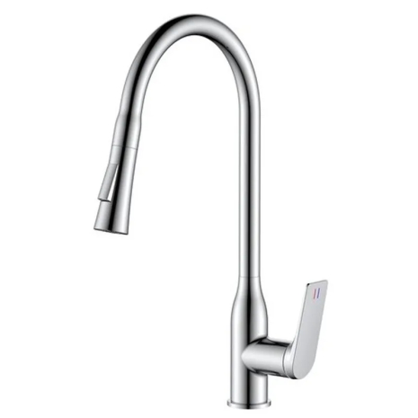 Смеситель для кухни Mixxus Premium DERBY 014 с выдвижной лейкой, хромированный (MI6599)