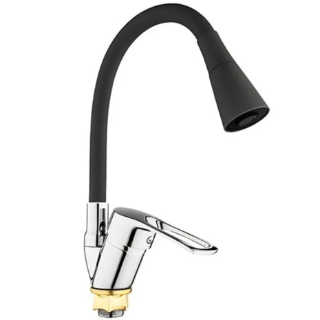 Смеситель для кухни Mixxus Dany 011 REFL.BLACK с гибким изливом, хромированный (MI6574)