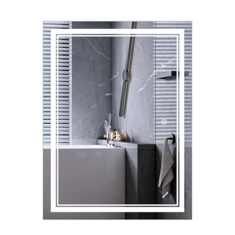 Зеркало MIXXUS Premium QUADRO MR20 с LED подсветкой, антизапотеванием и часами 800x600 мм (MP6619)