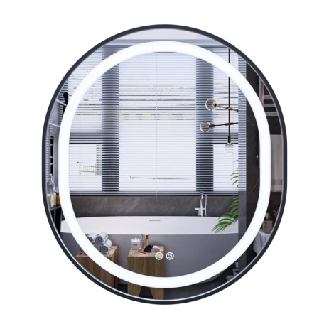 Зеркало MIXXUS Premium ELLIPSE MV05 с LED-подсветкой и антизапотеванием 80x70 см, черное (MP6646)