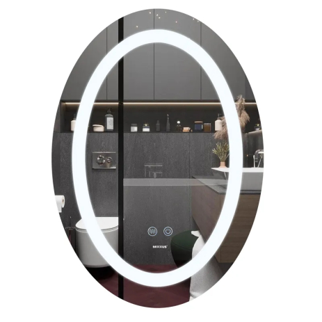 Зеркало MIXXUS PLAIN MV03-50x70 с LED подсветкой, антизапотеванием и часами (MI6664)