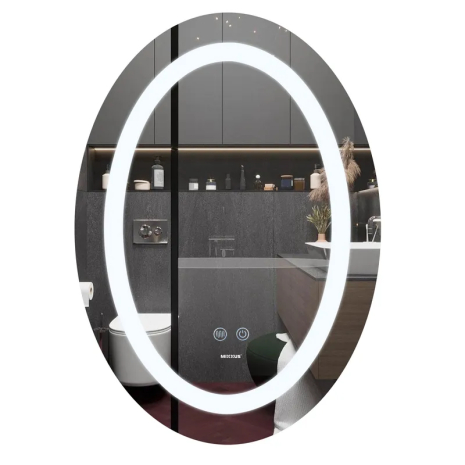 Зеркало MIXXUS PLAIN MV03-50x70 с LED подсветкой, антизапотеванием и часами (MI6664)