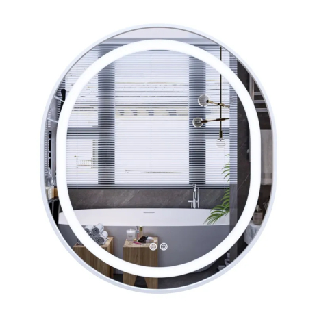 Зеркало MIXXUS Premium ELLIPSE MV05 с LED подсветкой, антизапотеванием и часами, 800x700 мм, белое (MP6645)