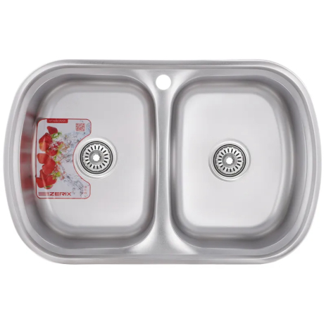 Кухонна мийка ZERIX Z7749-08-180D з нержавіючої сталі, врізна, декорована, 770x490 мм (ZM0566) Кухонна мийка ZERIX Z7749-08-180D з нержавіючої сталі, врізна, декорована, 770x490 мм (ZM0566)
