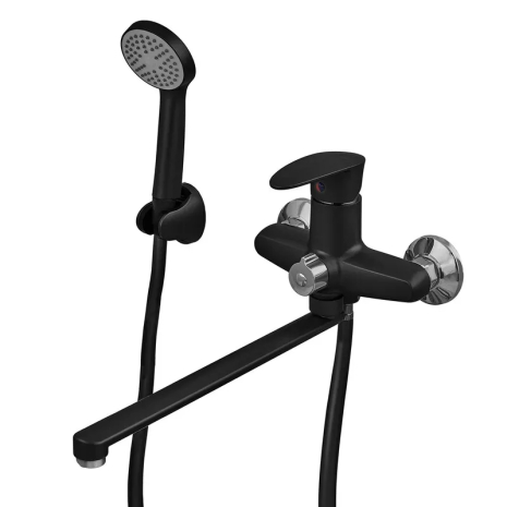 Змішувач для ванни Plamix CEZAR-006 EURO SET матовий чорний з шлангом 150 см (PM0690) Змішувач для ванни Plamix CEZAR-006 EURO SET матовий чорний з шлангом 150 см (PM0690)