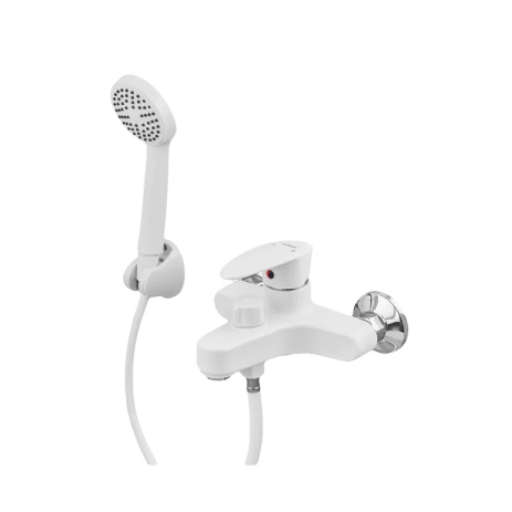 Змішувач для ванни Plamix CEZAR-009 EURO SET White з шлангом 150 см та кронштейном (PM0692) Змішувач для ванни Plamix CEZAR-009 EURO SET White з шлангом 150 см та кронштейном (PM0692)
